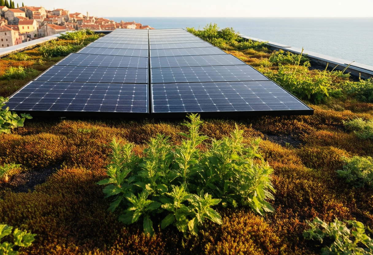 Sedum mat bio-solar roof — Rovinj